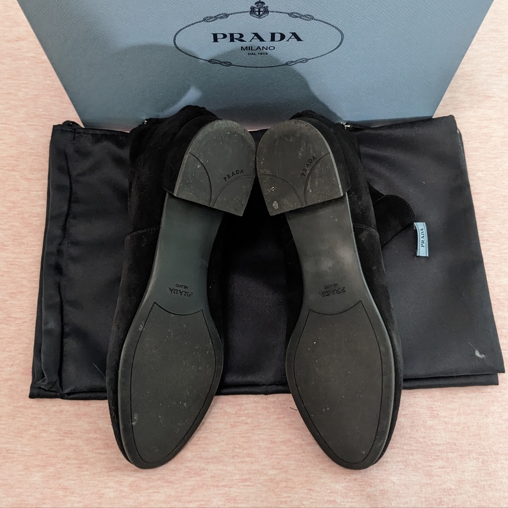 Prada Calzature Donna Camoscio Nero Ankle Boots - Picture 7 of 9